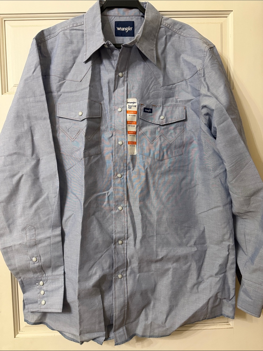Wrangler Light Blue Long Sleeve Western Snap Shirt